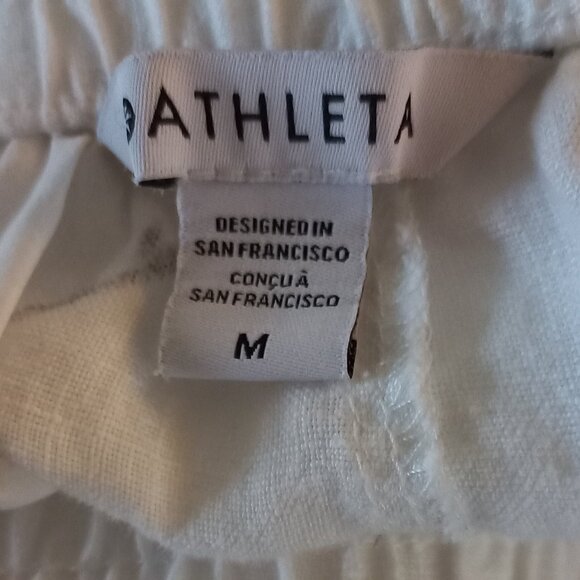 ATHLETA white linen elastic waist pants - Picture 2 of 9